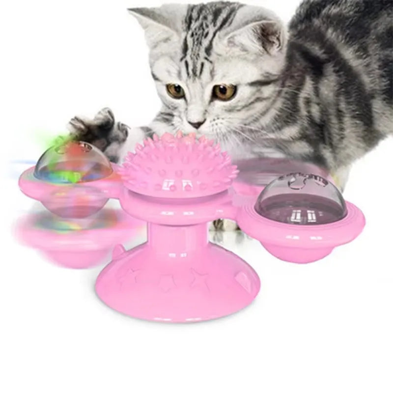 Endless Fun for Your Cat! 3-in-1 Spinning Toy: Playtime, Teeth Cleaning, and Brain Games