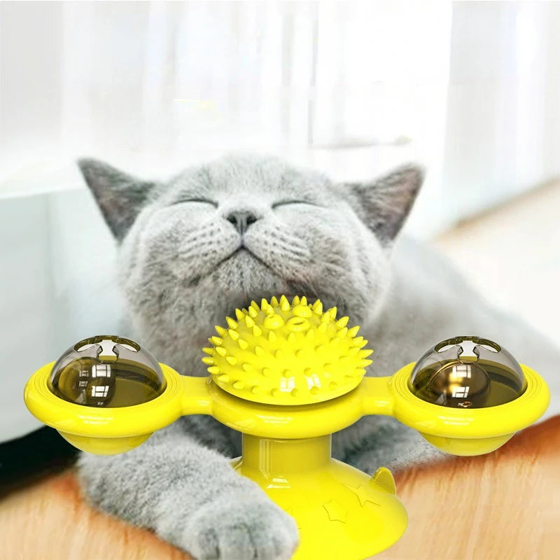 Endless Fun for Your Cat! 3-in-1 Spinning Toy: Playtime, Teeth Cleaning, and Brain Games