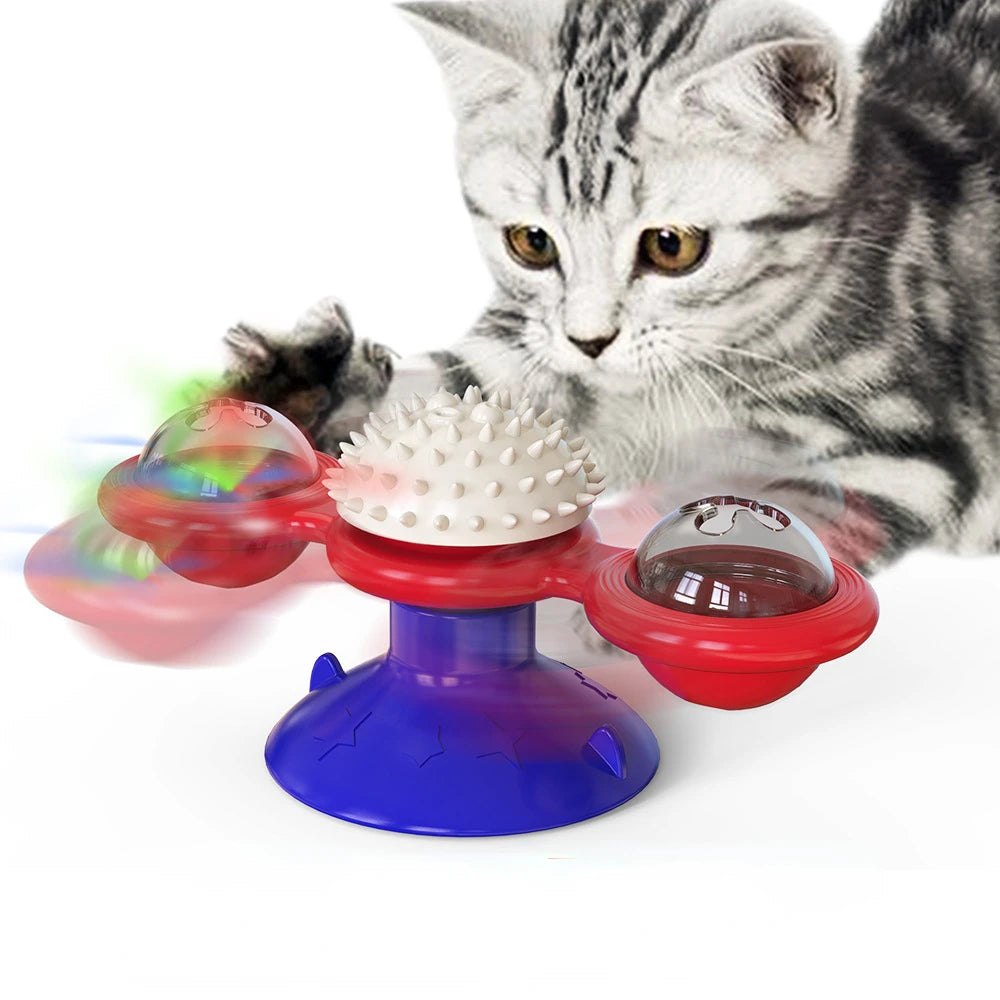 Endless Fun for Your Cat! 3-in-1 Spinning Toy: Playtime, Teeth Cleaning, and Brain Games
