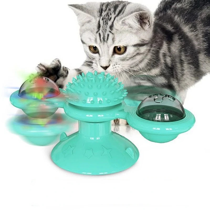 Endless Fun for Your Cat! 3-in-1 Spinning Toy: Playtime, Teeth Cleaning, and Brain Games