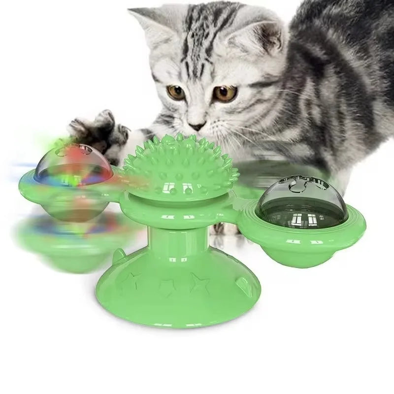 Endless Fun for Your Cat! 3-in-1 Spinning Toy: Playtime, Teeth Cleaning, and Brain Games