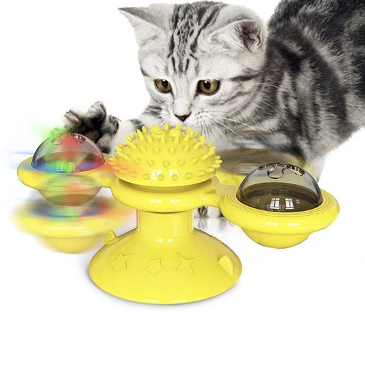 Endless Fun for Your Cat! 3-in-1 Spinning Toy: Playtime, Teeth Cleaning, and Brain Games
